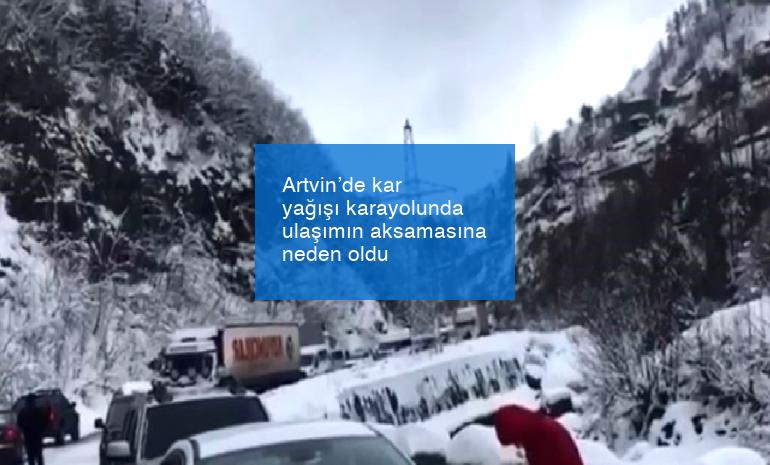 Artvin’de kar yağışı karayolunda ulaşımın aksamasına neden oldu