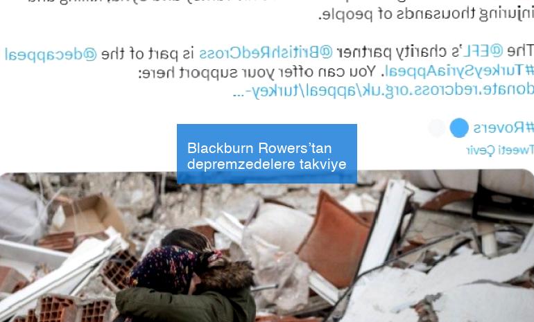 Blackburn Rowers’tan depremzedelere takviye