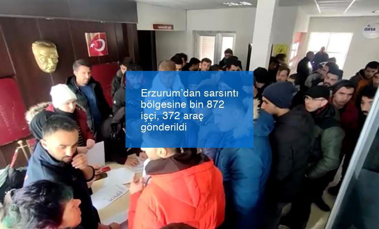 Erzurum’dan sarsıntı bölgesine bin 872 işçi, 372 araç gönderildi