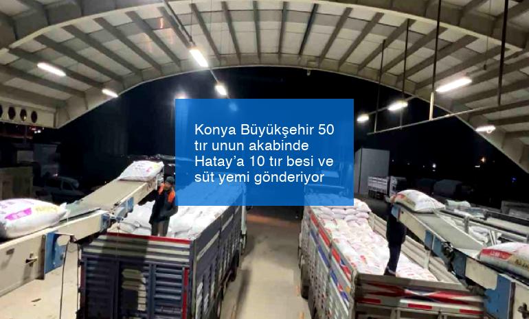 Konya Büyükşehir 50 tır unun akabinde Hatay’a 10 tır besi ve süt yemi gönderiyor