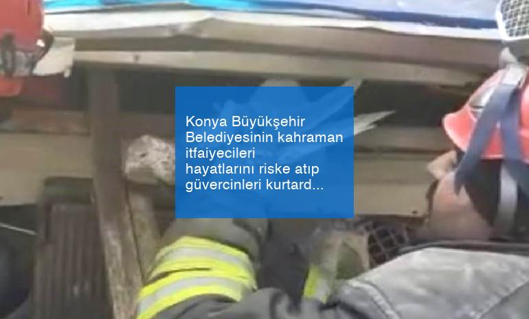 Konya Büyükşehir Belediyesinin kahraman itfaiyecileri hayatlarını riske atıp güvercinleri kurtardı