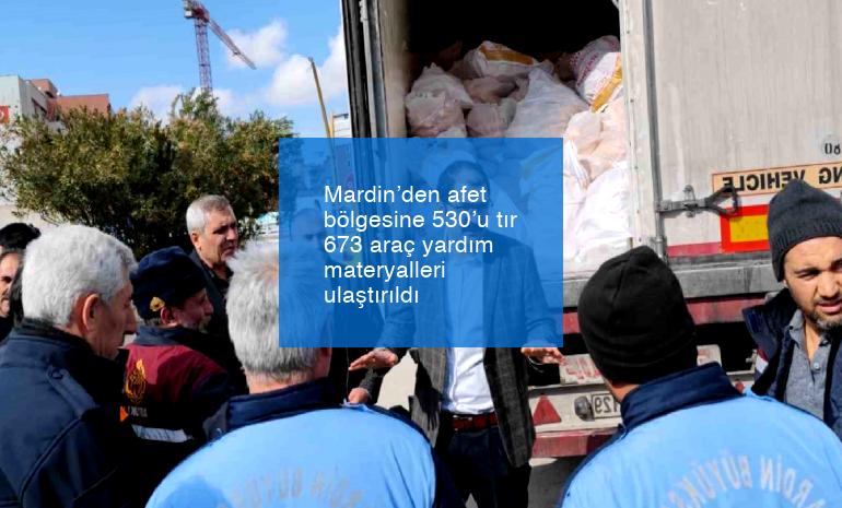 Mardin’den afet bölgesine 530’u tır 673 araç yardım materyalleri ulaştırıldı