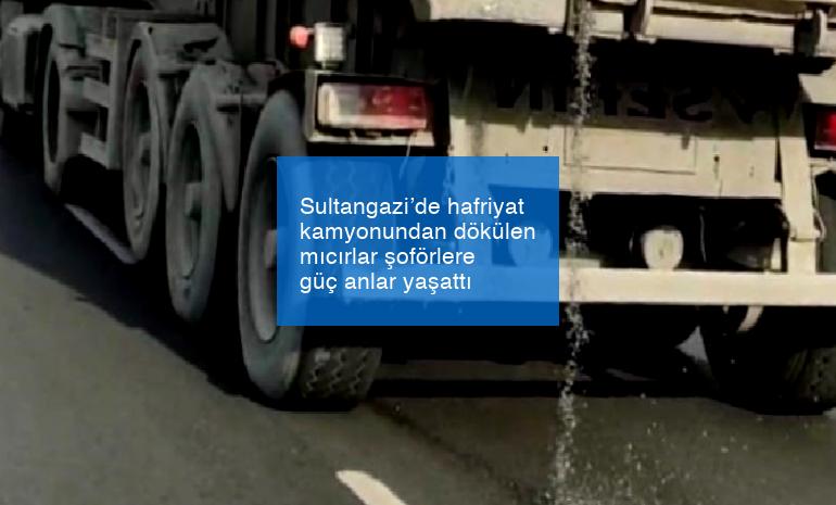 Sultangazi’de hafriyat kamyonundan dökülen mıcırlar şoförlere güç anlar yaşattı